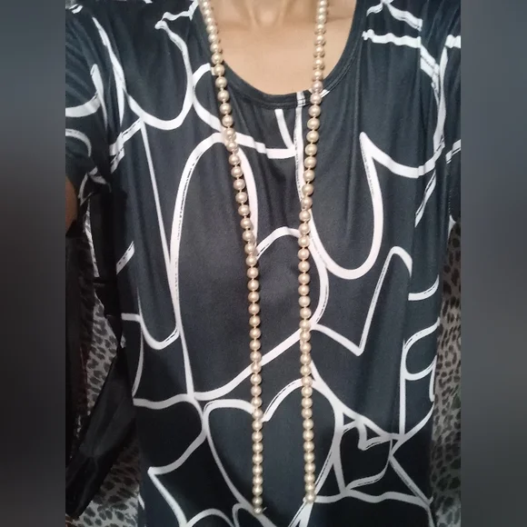 Women Ivory White Pearls Balls Long Necklace - Picture 6 of 10